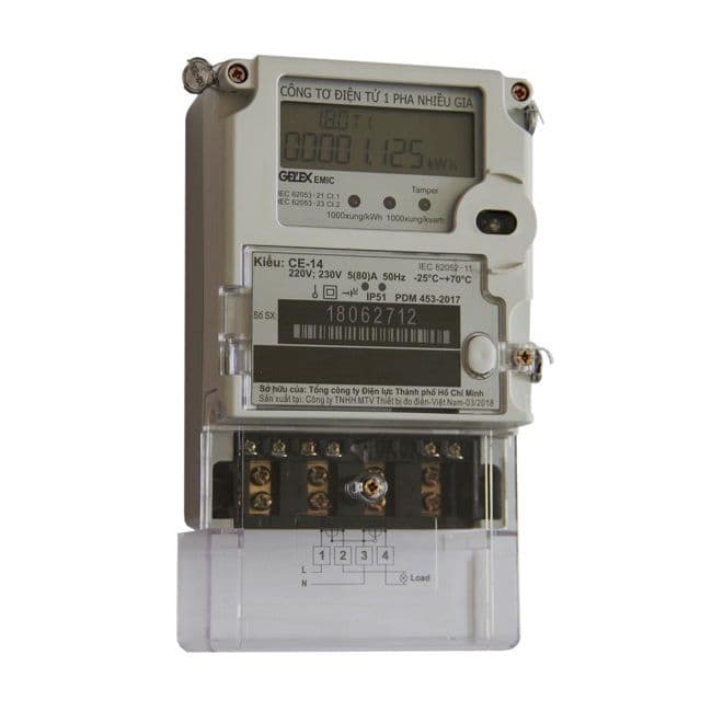 Công tơ điện Tử 1 Pha 3 giá EMIC CE-14 5/80A