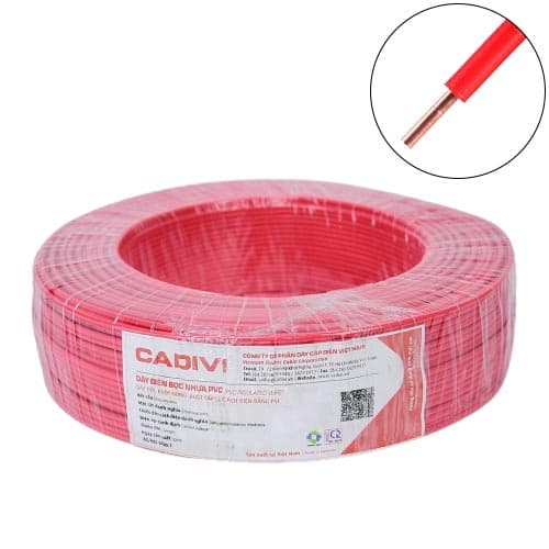 Dây điện đơn cứng Cadivi VC/LF-1.5 mm2 (Đỏ) – 450/750V