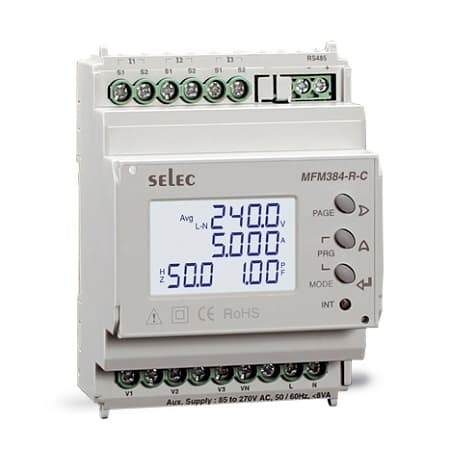 Đồng hồ đo điện đa năng Selec MFM384-R-C (gắn thanh ray)